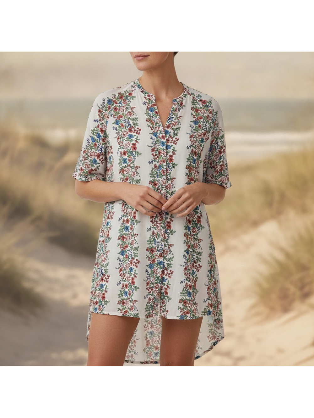 NWOT | Matilda Jane | M | White Tunic with Floral Accents